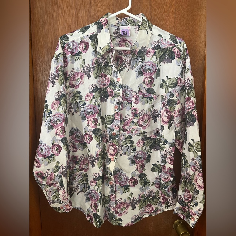 Floral Long Sleeve Silk Shirt